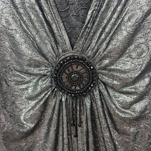 Studio 1940 Blouse Gray Silver Metallic Goth Grunge 26/28W - Picture 3 of 13
